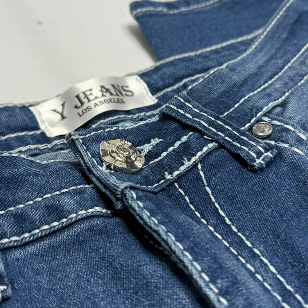 Y Jeans Embellished blue bootcut jeans rhinestone wing back pockets. Size: 7 / 8 - Picture 7 of 7